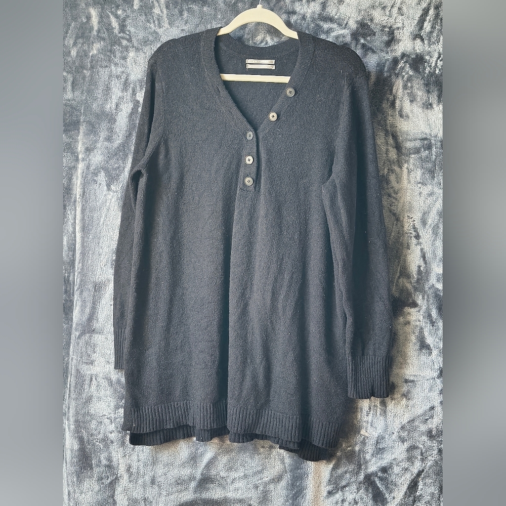 Anthropologie Black V-Neck Sweater with Buttons - Picture 1 of 6